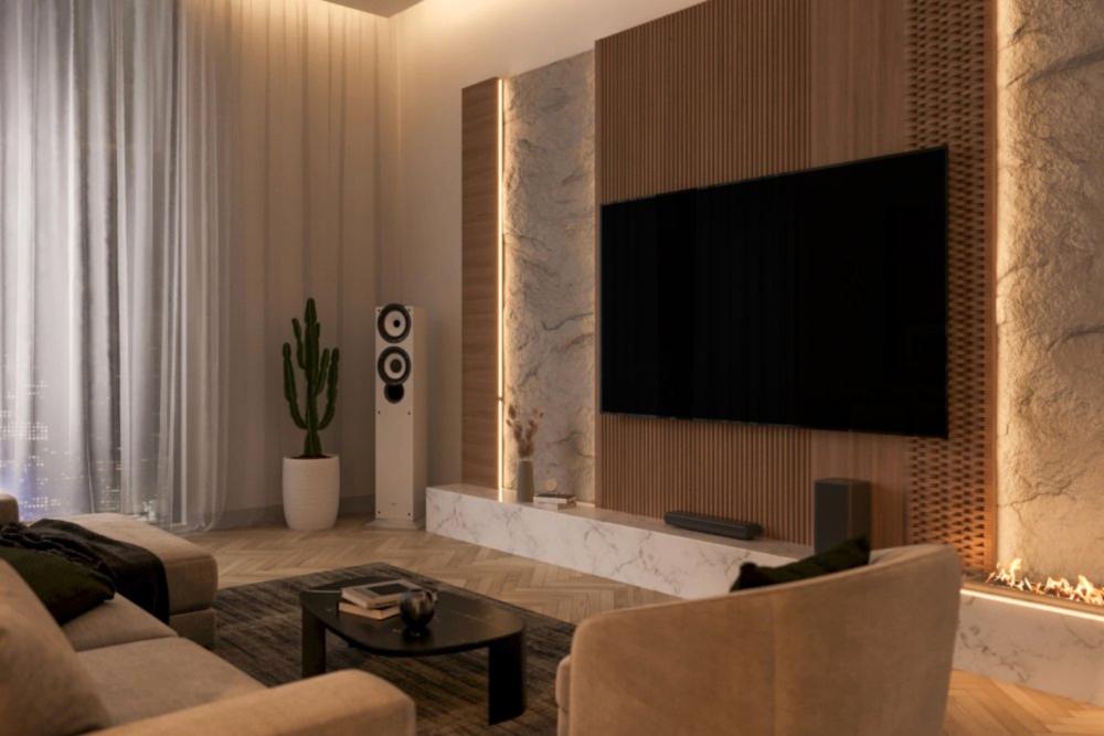 Led ışık ve bitkili salon dekorasyonu